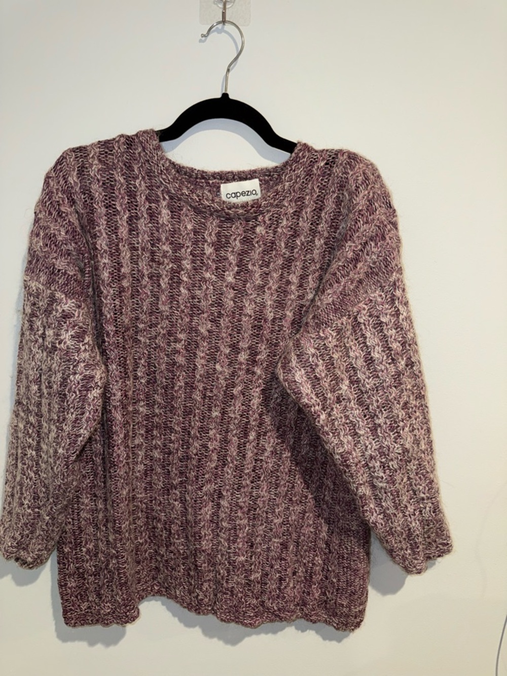 Capezio Marled Mauve Ribbed Knit Crewneck Sweater
